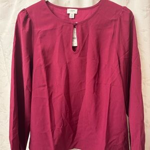 NWT J Crew Factory Burgundy Long Sleeve Blouse